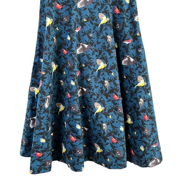 Lindy Bob Ophelia Blue Bird Print Fit & Flare Dress Retro 50s Pinup, Size XS - Picture 6 of 13
